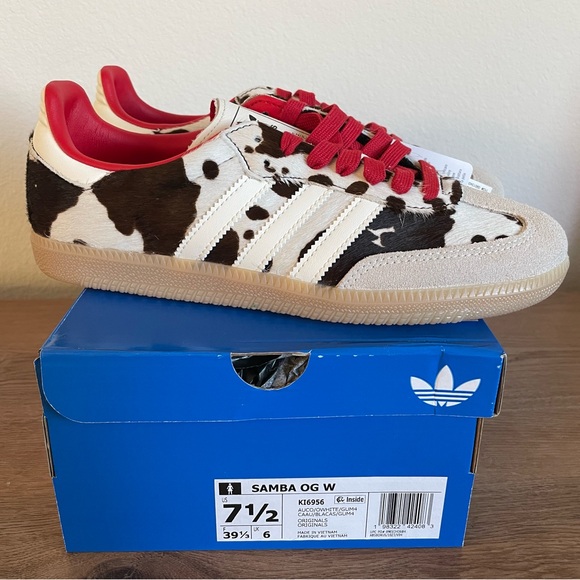 NWT Women’s Adidas Samba OG Cow Print Sneakers Size 7.5 - Picture 6 of 8